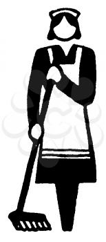 Royalty Free Clipart Image of a Housekeeper