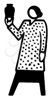 Royalty Free Clipart Image of a Woman Holding a Vase