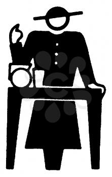 Royalty Free Clipart Image of a Retro Man at a Desk