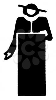 Royalty Free Clipart Image of a Colonial Man at a Podium