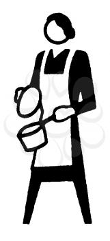 Royalty Free Clipart Image of a Woman With a Pot