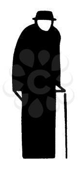 Royalty Free Clipart Image of a Man With a Cane
