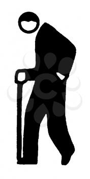 Royalty Free Clipart Image of a Man Walking With a Cane