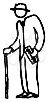 Royalty Free Clipart Image of a Man With a Cane
