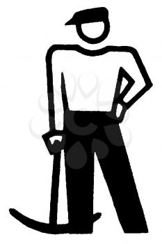 Royalty Free Clipart Image of a Man With a Pickax