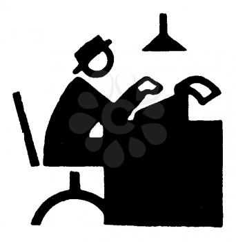 Royalty Free Clipart Image of a Newspaperman