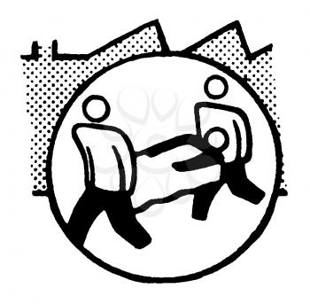 Royalty Free Clipart Image of a Man Carried on a Stretcher