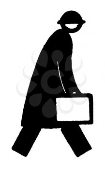 Royalty Free Clipart Image of a Man Carrying a Bag