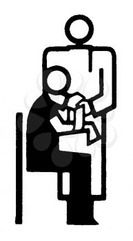 Royalty Free Clipart Image of a Doctor Taking a Person's Blood Pressure