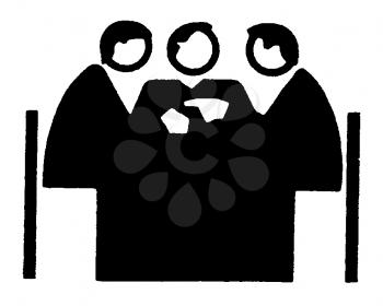 Royalty Free Clipart Image of Three Men at a Table