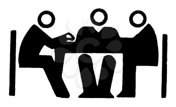 Royalty Free Clipart Image of Three Men at a Table