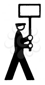 Royalty Free Clipart Image of a Man With a Picket Sign