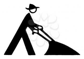 Royalty Free Clipart Image of a Man With a Tiller