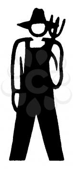 Royalty Free Clipart Image of a Farmer With a Pitchfork