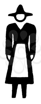Royalty Free Clipart Image of a Woman in a Hat and Apron