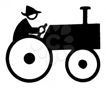 Royalty Free Clipart Image of a Man on Tractor