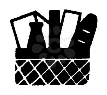 Royalty Free Clipart Image of a Basket of Food