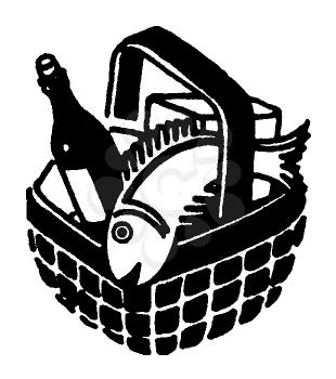 Royalty Free Clipart Image of a Basket of Food