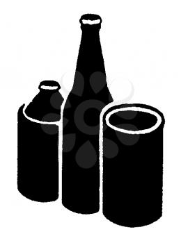 Royalty Free Clipart Image of Bottles and Containers