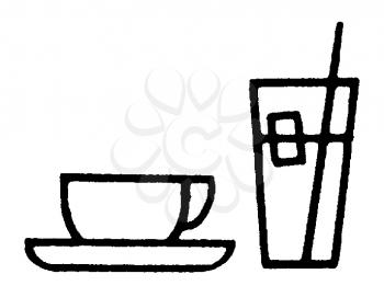 Royalty Free Clipart Image of a Glass and a Teacup