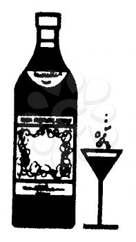 Royalty Free Clipart Image of a Bottle and Glass