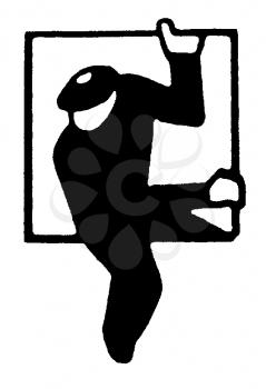 Royalty Free Clipart Image of a Thief Breaking Into a Window