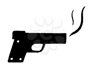 Royalty Free Clipart Image of a Smoking Gun