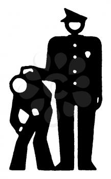 Royalty Free Clipart Image of a Police Officer Making an Arrest