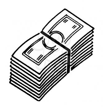 Royalty Free Clipart Image of a Stack of Bills