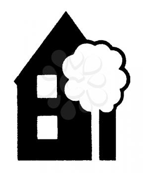 Royalty Free Clipart Image of a House and Tree