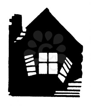 Royalty Free Clipart Image of a Rundown House