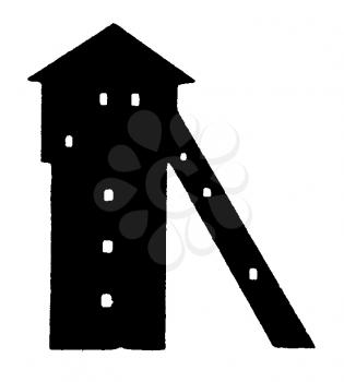 Royalty Free Clipart Image of a Tall Building