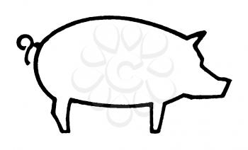 Royalty Free Clipart Image of a Pig Outline