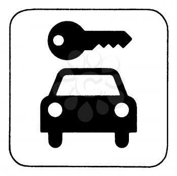 Royalty Free Clipart Image of a Car and Key