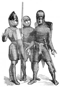 Royalty Free Clipart Image of a Group of Knights