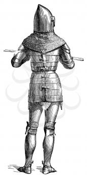 Royalty Free Clipart Image of the Back of a Knight