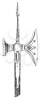 Royalty Free Clipart Image of a Halberd Pole Arm Weapon