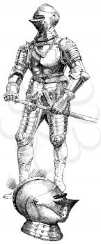 Royalty Free Clipart Image of a Posing Knight 