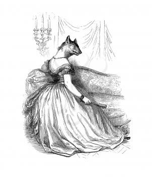 Royalty Free Clipart Image of an Animal in a Ballgown