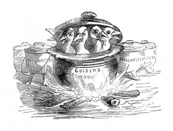 Royalty Free Clipart Image of Docks in a Pot on a Fire