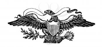 Royalty Free Clipart Image of an Eagle with a Shield