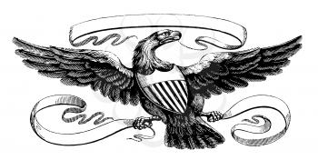 Royalty Free Clipart Image of a large eagle with shield
