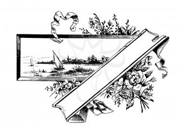 Royalty Free Clipart Image of a Frame with Boats