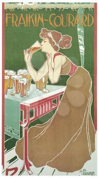 Royalty Free Clipart Image of an old advertisement for Drinking Beer 