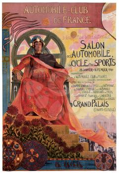 Royalty Free Clipart Image of an Old Advertisement Poster for the International Auto-mobile Club of France 