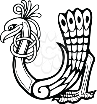 Royalty Free Clipart Image of a Bird in the Shape of a U