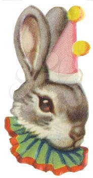 Royalty Free Clipart Image of a Bunny in a Party Hat