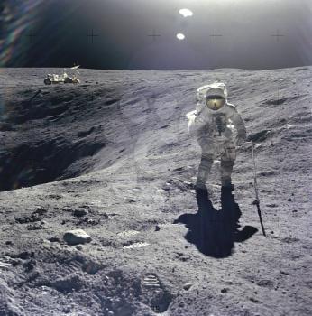 Royalty Free Photo of an Astronaut on the Moon 