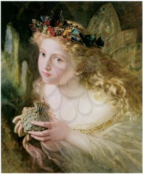 Royalty Free Clipart Image of the This Your Fairy's Made of Most Beautiful Things by Sophie Anderson