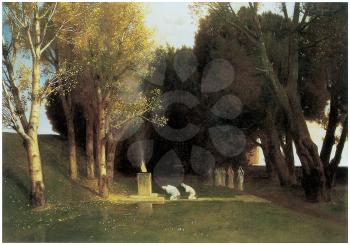Royalty Free Clipart Image of The Sacred Wood by Arnold Bocklin